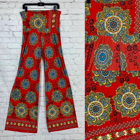 Orange Mandala Print Wide Leg Chillin Pants - Picture 1 of 1